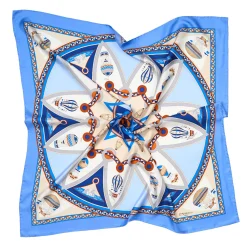 E.Marinella FOULARD IN SETA 90 AZZURRO POLVERE Le mongolfiere Sale