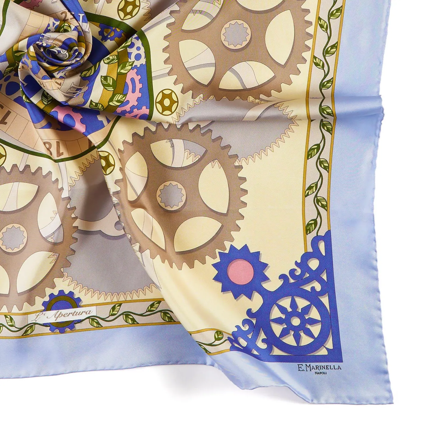 E.Marinella FOULARD IN SETA 90 AZZURRO Timeless morning New