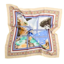 E.Marinella FOULARD IN SETA 90 BEIGE I faraglioni di capri Clearance