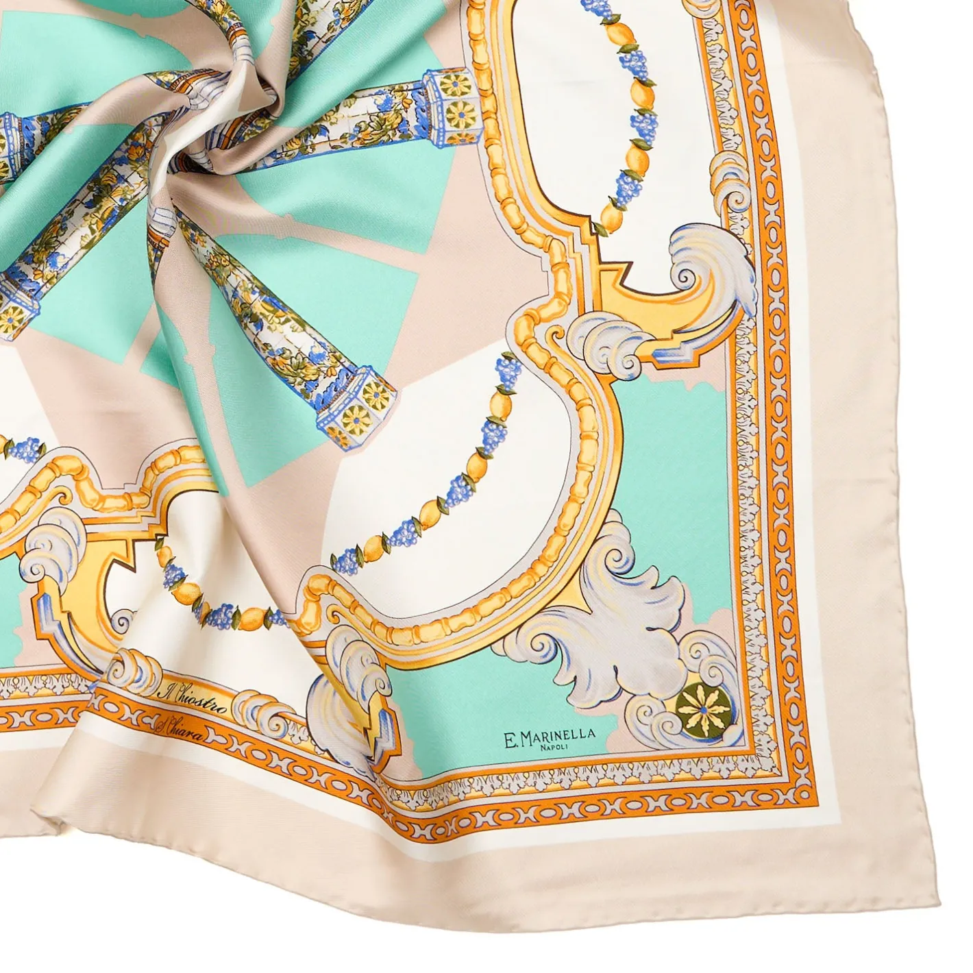 E.Marinella FOULARD IN SETA 90 BEIGE Il chiostro di santa chiara Clearance