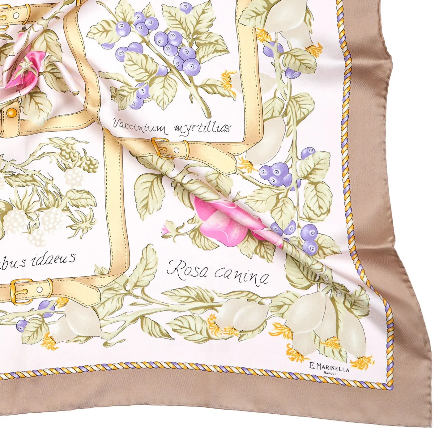 E.Marinella FOULARD IN SETA 90 BEIGE La rosa canina