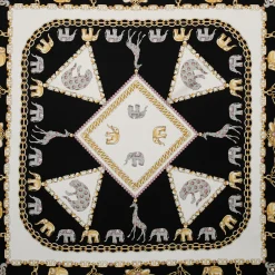 E.Marinella FOULARD IN SETA 90 BIANCO Elefanti portafortuna Discount