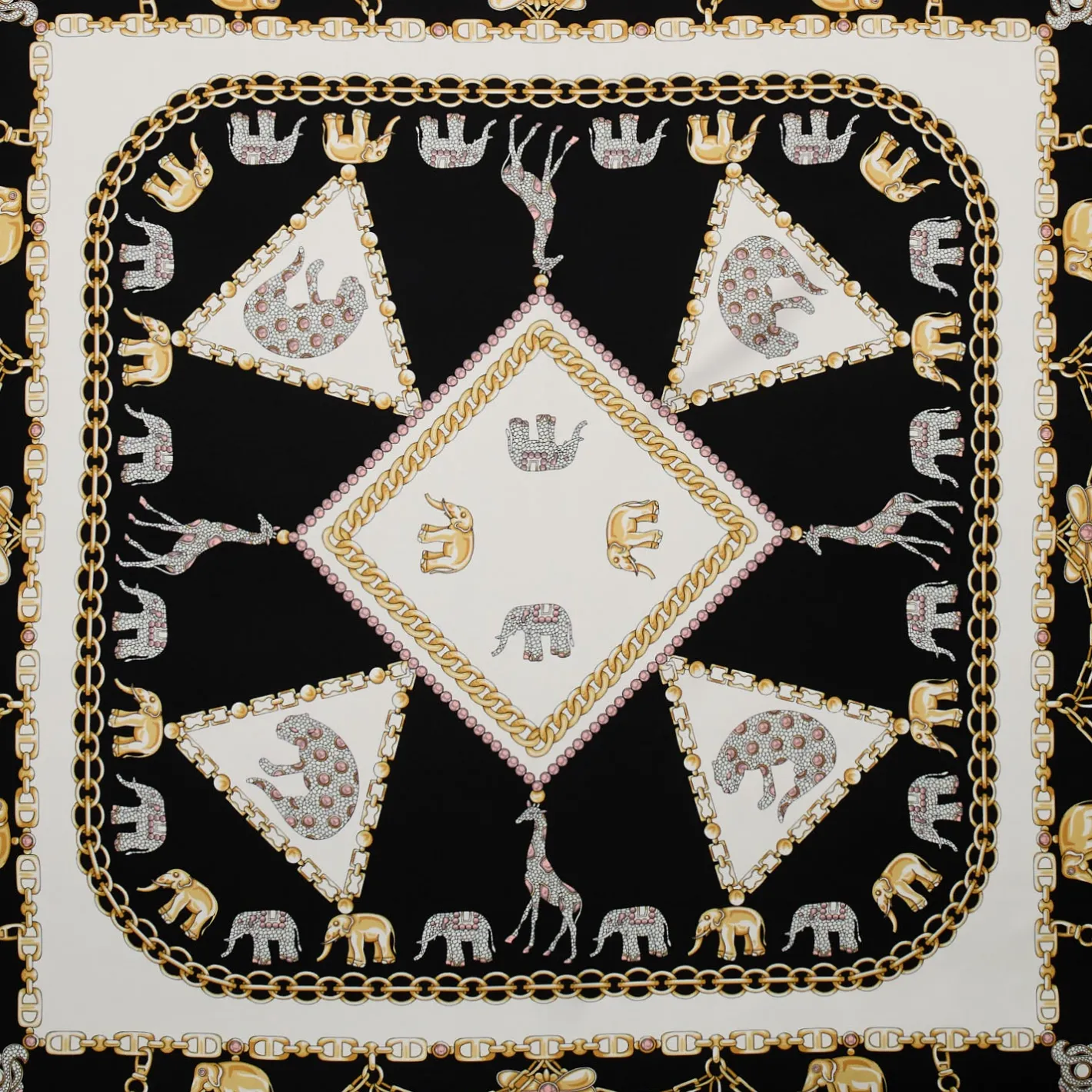 E.Marinella FOULARD IN SETA 90 BIANCO Elefanti portafortuna Discount