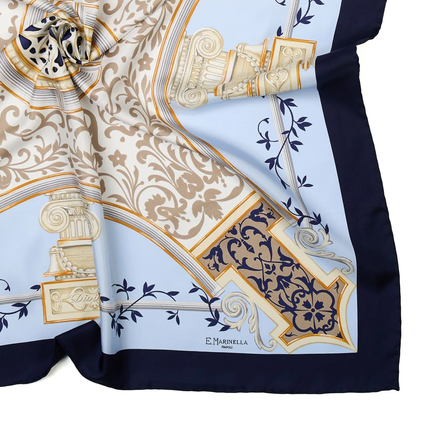 E.Marinella FOULARD IN SETA 90 BLU Divinita’ Online