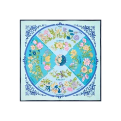 E.Marinella FOULARD IN SETA 90 BLU La ruota delle stagioni New