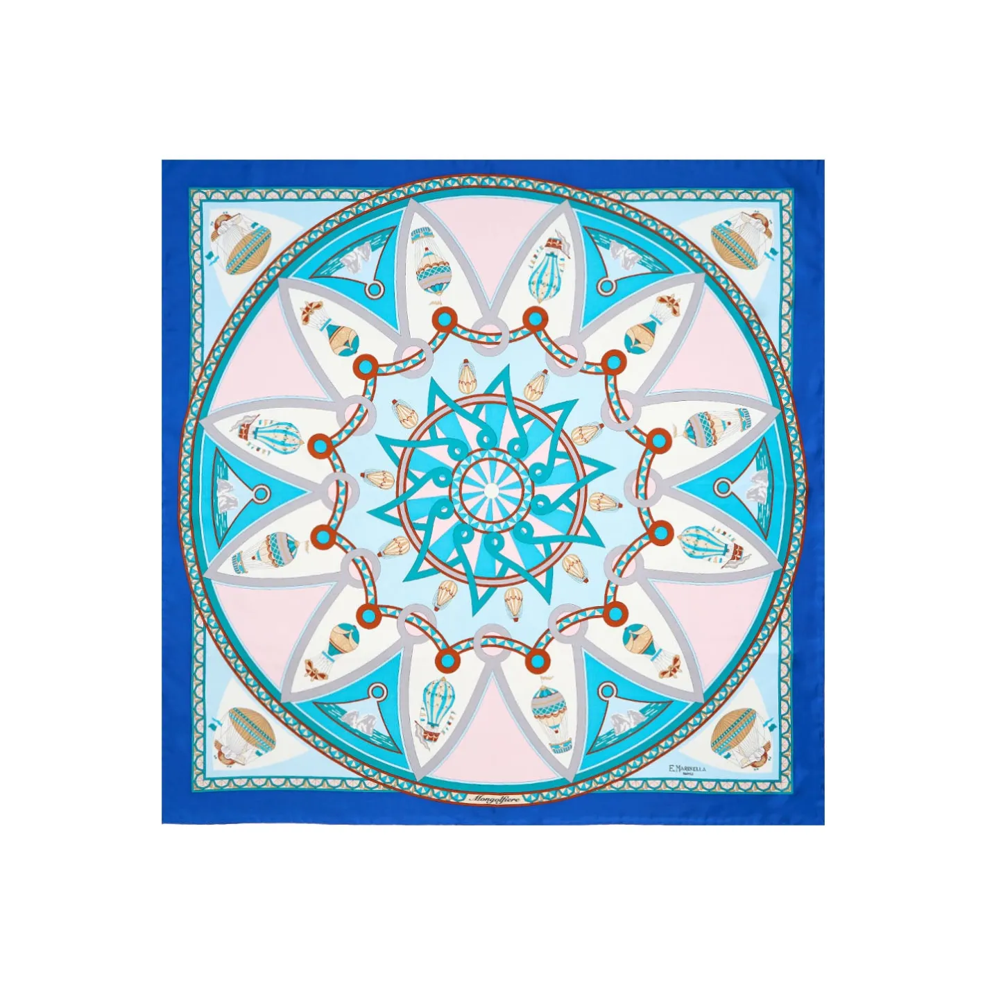 E.Marinella FOULARD IN SETA 90 BLU Le mongolfiere Clearance