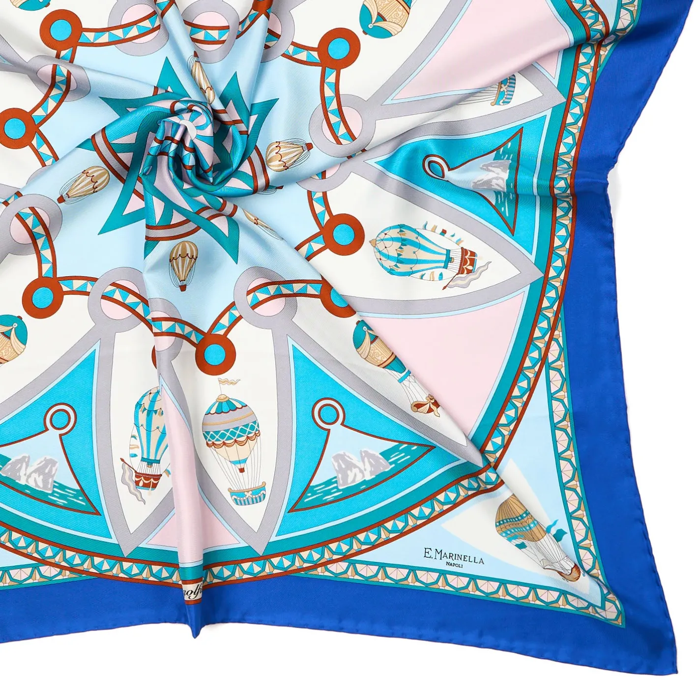 E.Marinella FOULARD IN SETA 90 BLU Le mongolfiere Clearance