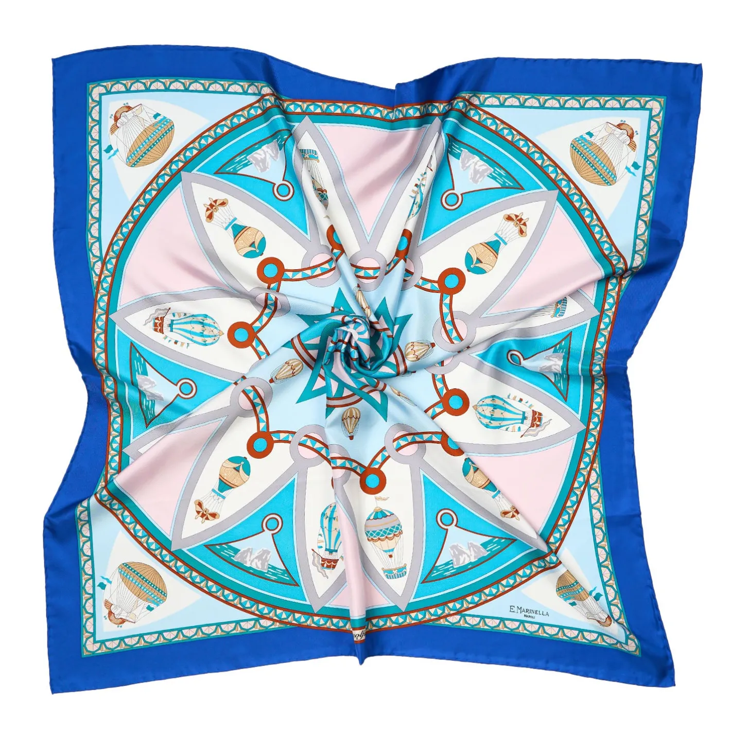 E.Marinella FOULARD IN SETA 90 BLU Le mongolfiere Clearance