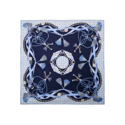 E.Marinella FOULARD IN SETA 90 BLU Microfantasia, nappine e chiavi