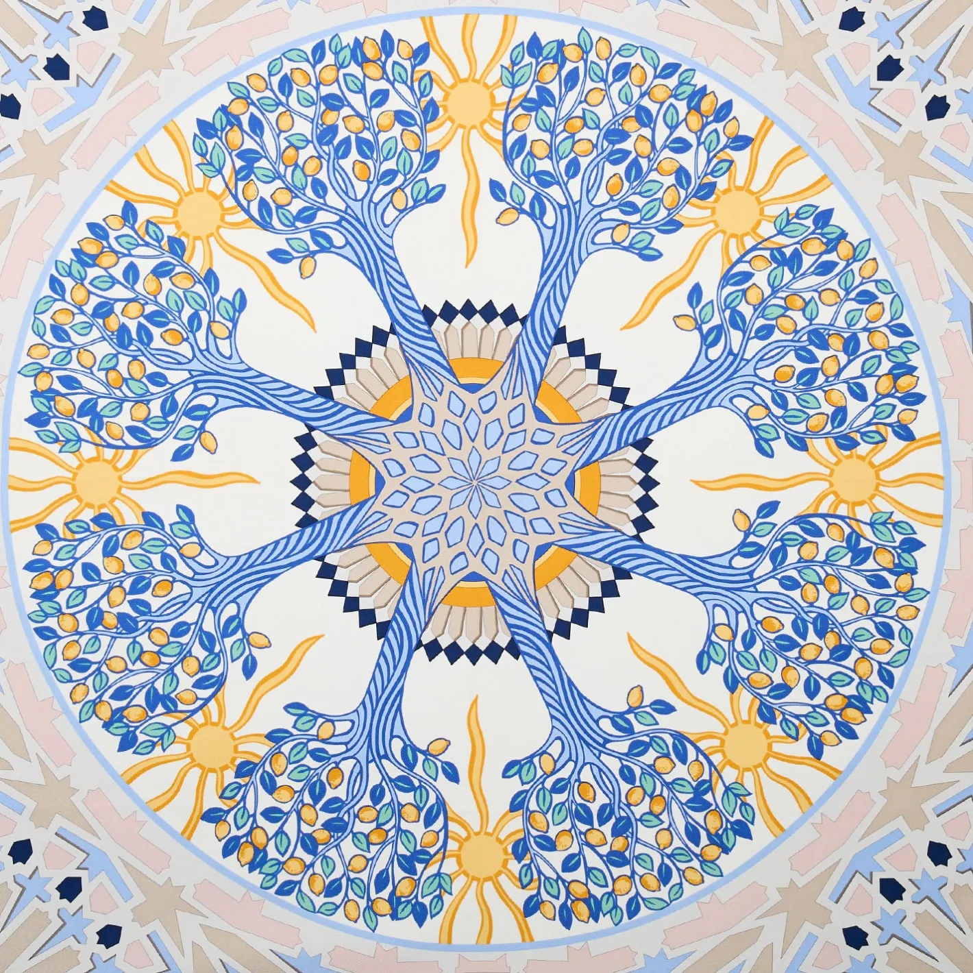 E.Marinella FOULARD IN SETA 90 BLU Mosaico Hot