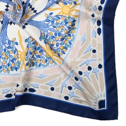 E.Marinella FOULARD IN SETA 90 BLU Mosaico Hot