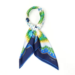 E.Marinella FOULARD IN SETA 90 BLU Motivo floreale Outlet