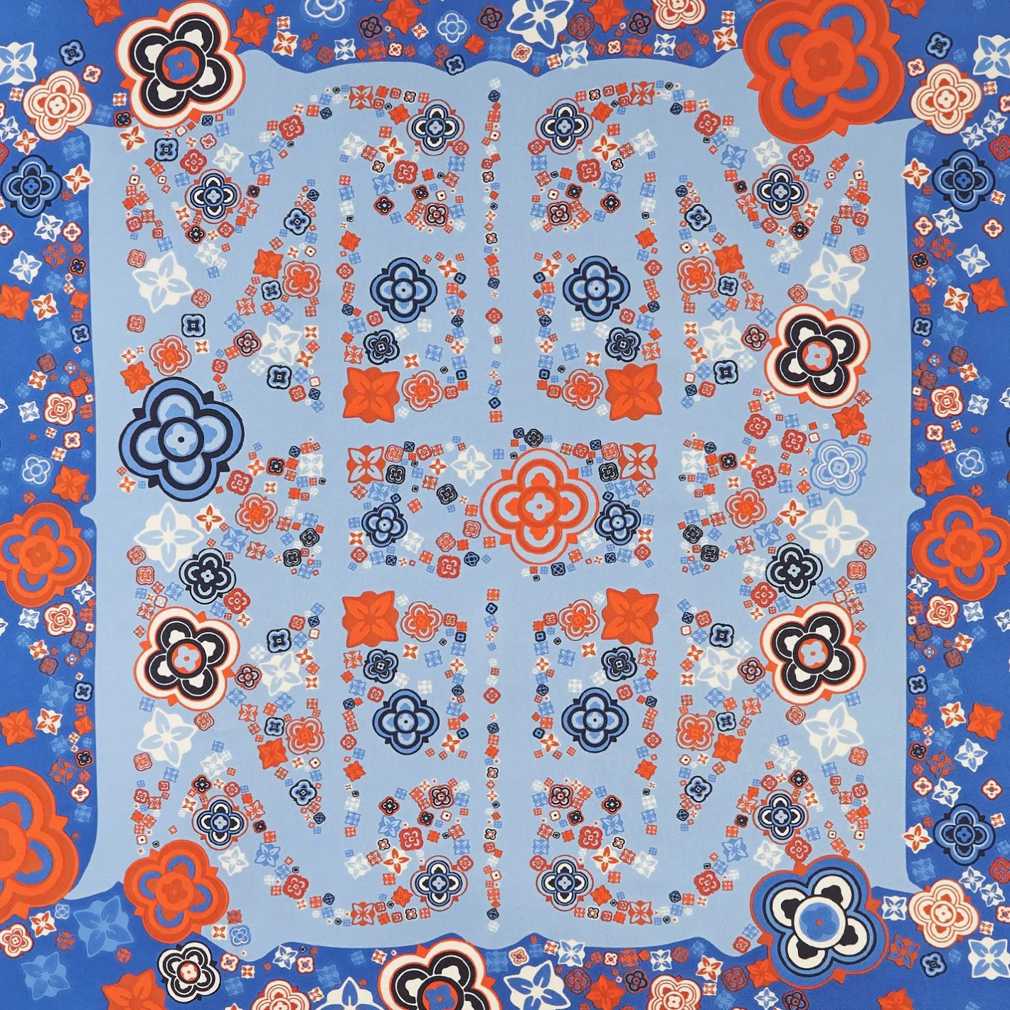 E.Marinella FOULARD IN SETA 90 BLU World of archivio flowers 1961 Outlet
