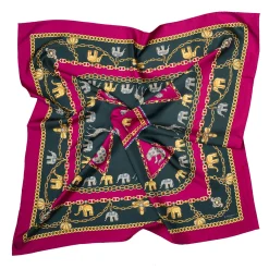 E.Marinella FOULARD IN SETA 90 FUCSIA Elefanti portafortuna New