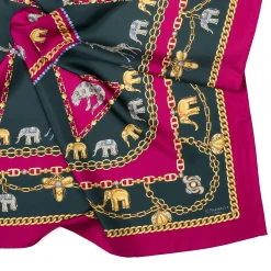 E.Marinella FOULARD IN SETA 90 FUCSIA Elefanti portafortuna New