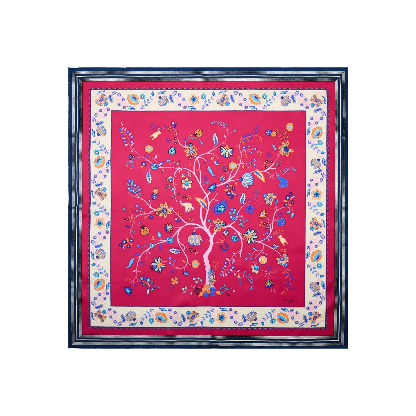 E.Marinella FOULARD IN SETA 90 FUCSIA L'albero della vita Sale