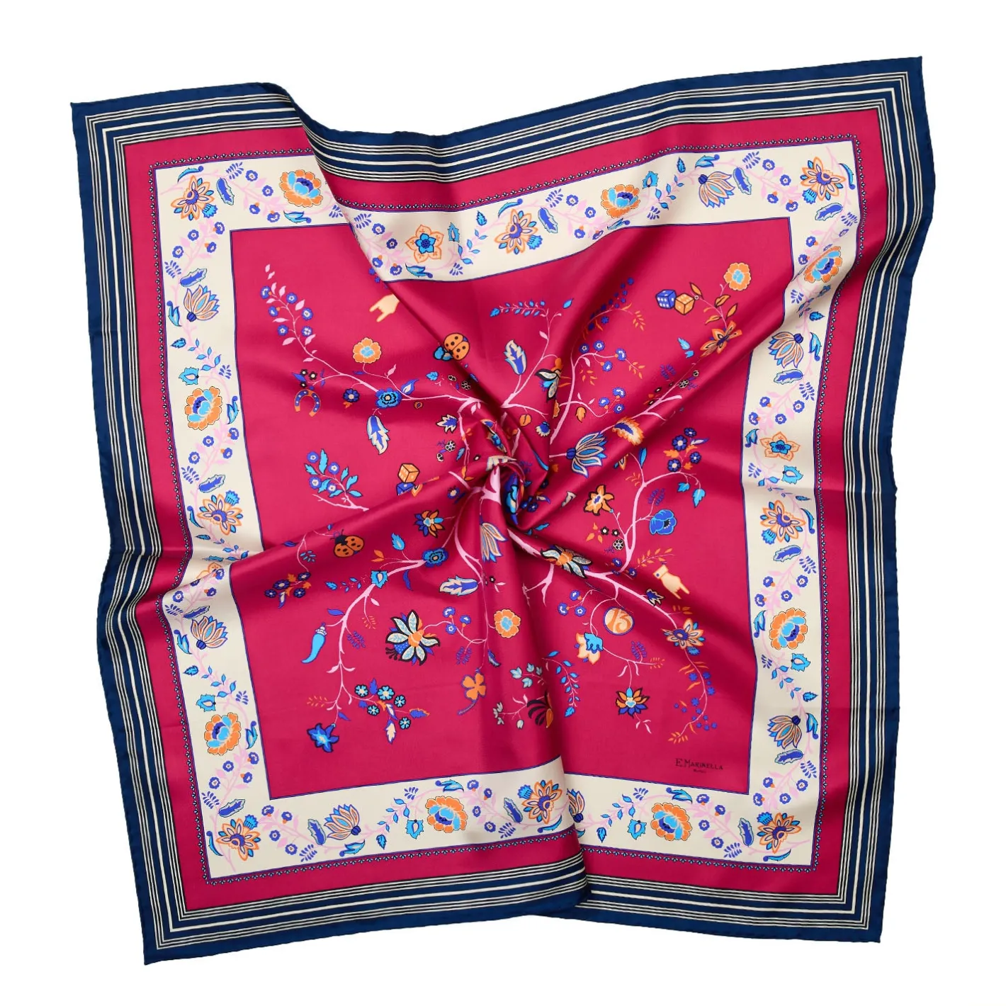 E.Marinella FOULARD IN SETA 90 FUCSIA L'albero della vita Sale