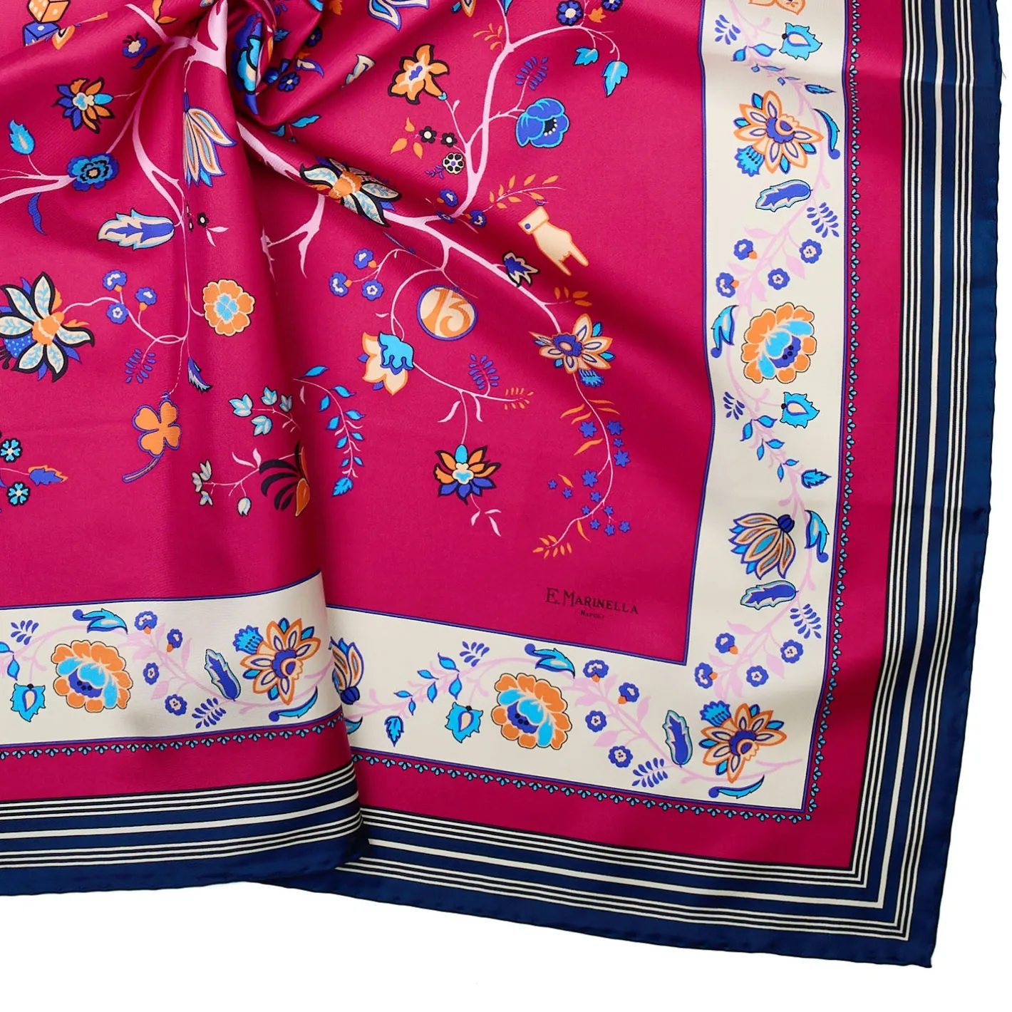 E.Marinella FOULARD IN SETA 90 FUCSIA L'albero della vita Sale
