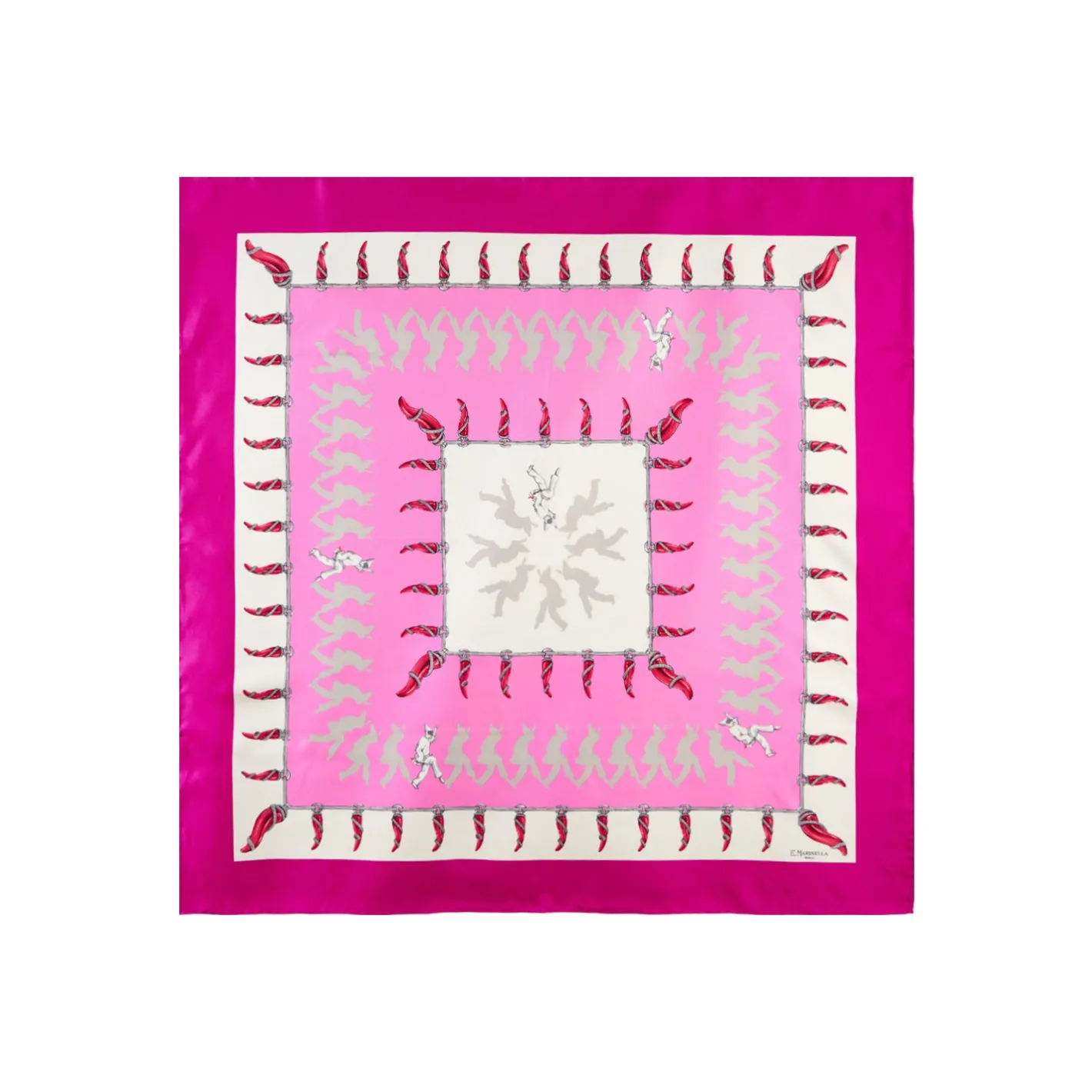 E.Marinella FOULARD IN SETA 90 FUCSIA Pulcinella portafortuna Online
