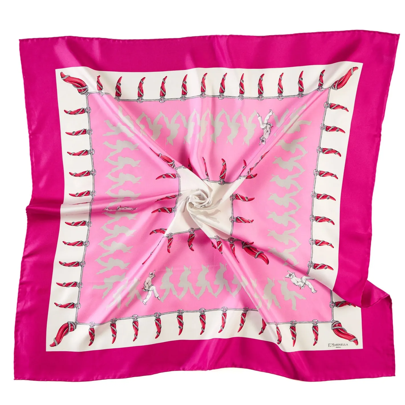 E.Marinella FOULARD IN SETA 90 FUCSIA Pulcinella portafortuna Online