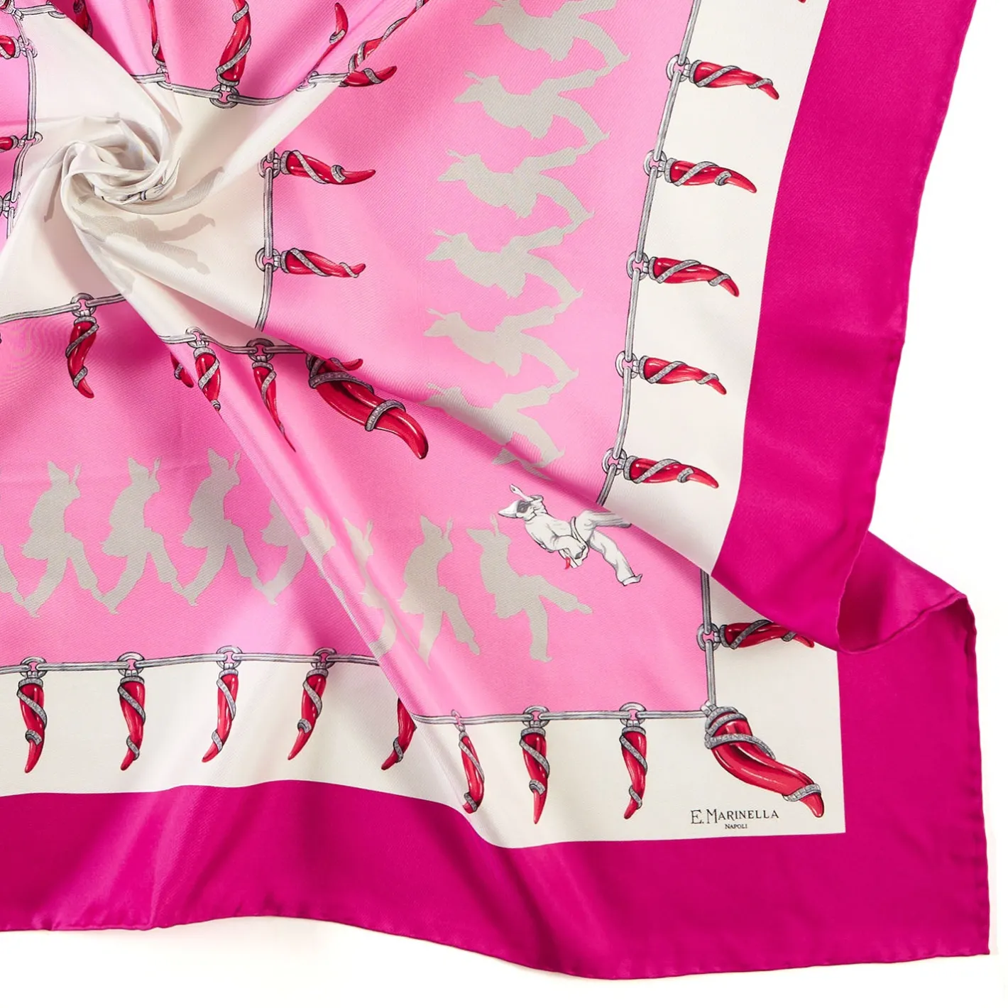E.Marinella FOULARD IN SETA 90 FUCSIA Pulcinella portafortuna Online