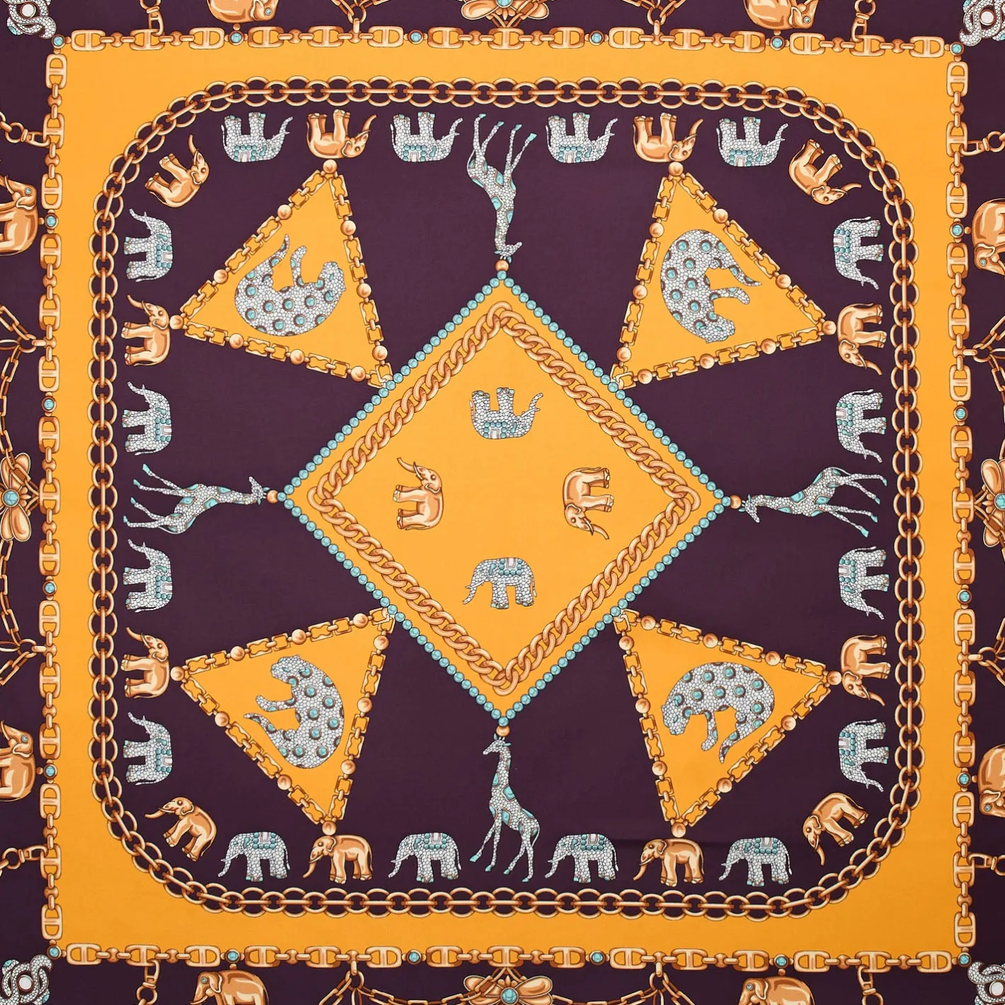 E.Marinella FOULARD IN SETA 90 GIALLO Elefanti portafortuna Sale