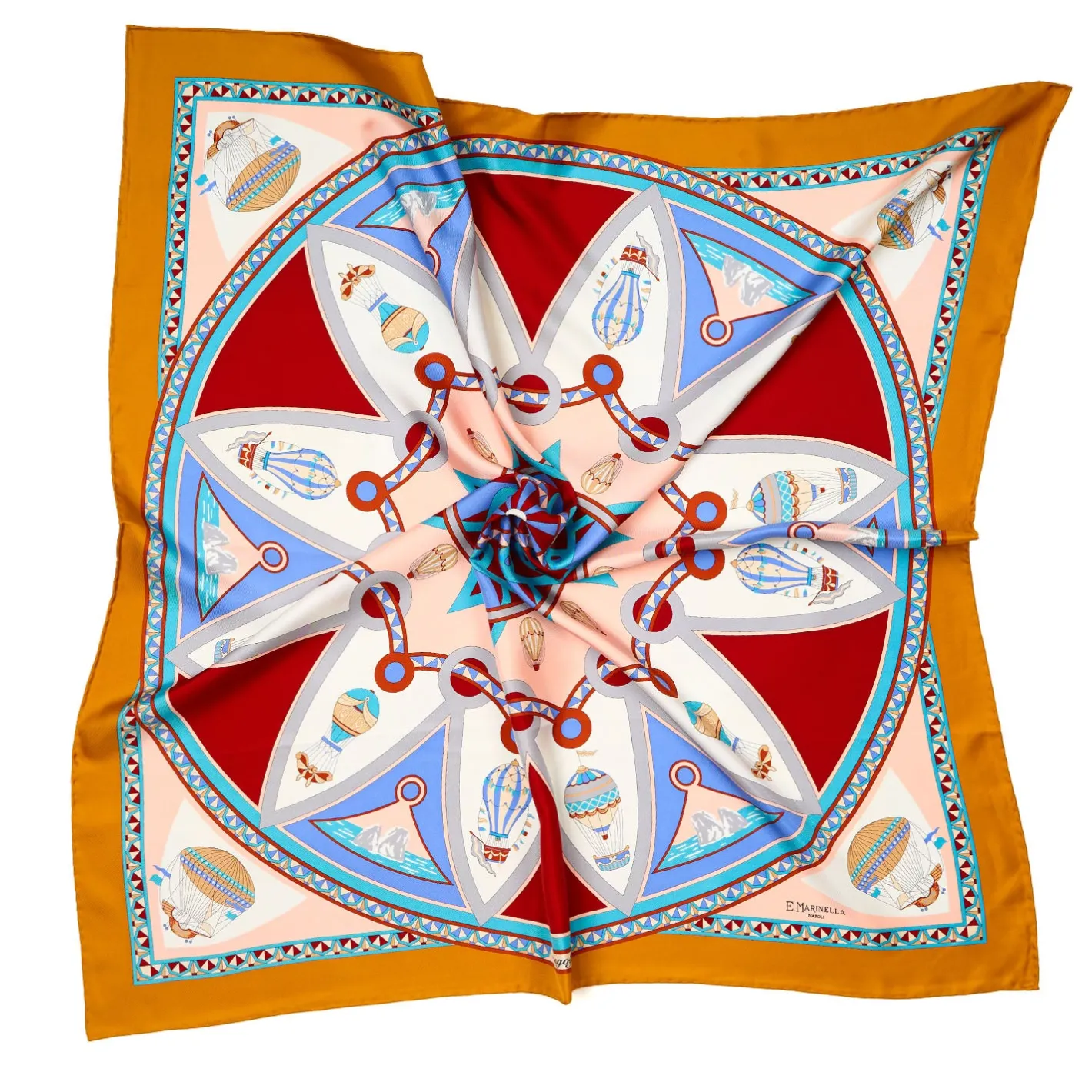 E.Marinella FOULARD IN SETA 90 GIALLO Le mongolfiere Sale