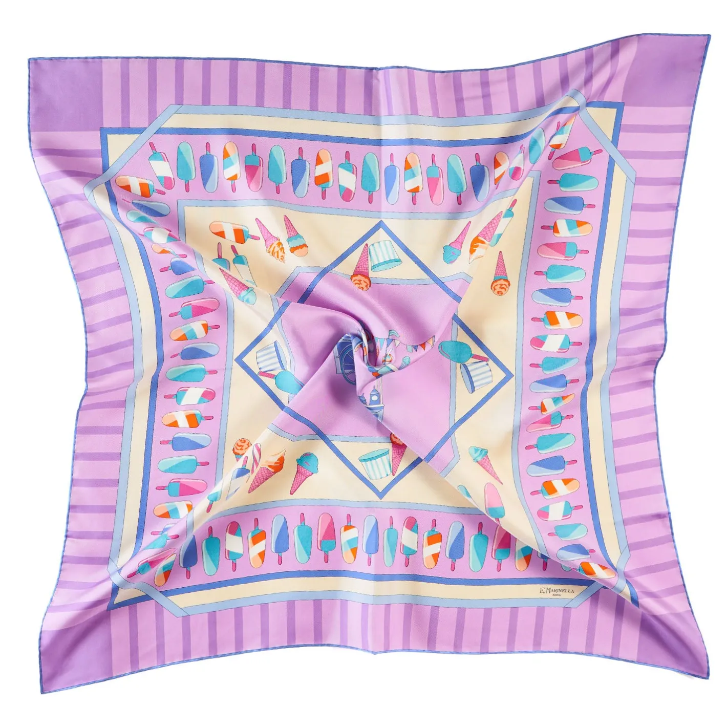 E.Marinella FOULARD IN SETA 90 LILLA La gelateria Clearance