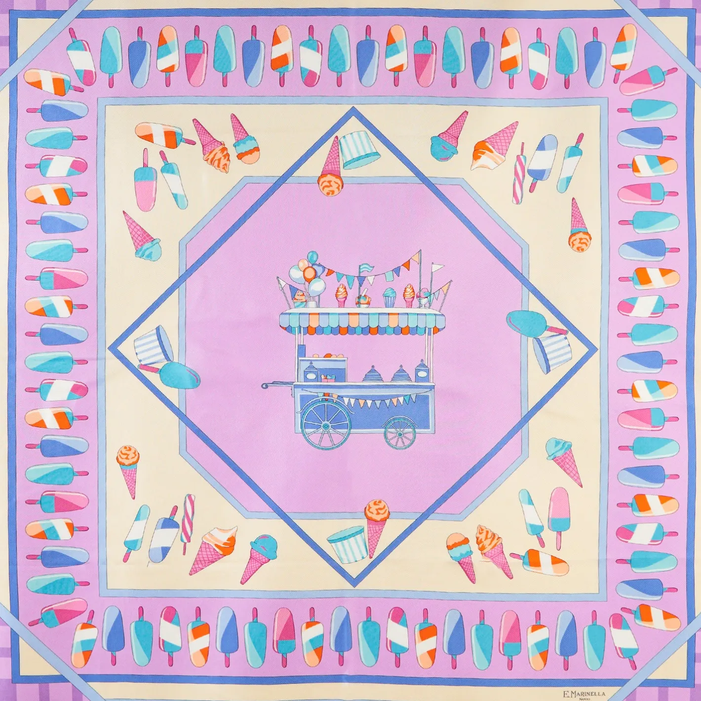 E.Marinella FOULARD IN SETA 90 LILLA La gelateria Clearance