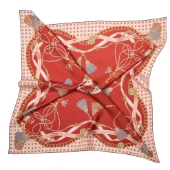 E.Marinella FOULARD IN SETA 90 MARRONE CHIARO Microfantasia, nappine e chiavi Clearance