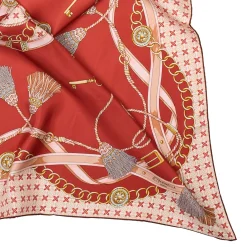 E.Marinella FOULARD IN SETA 90 MARRONE CHIARO Microfantasia, nappine e chiavi Clearance
