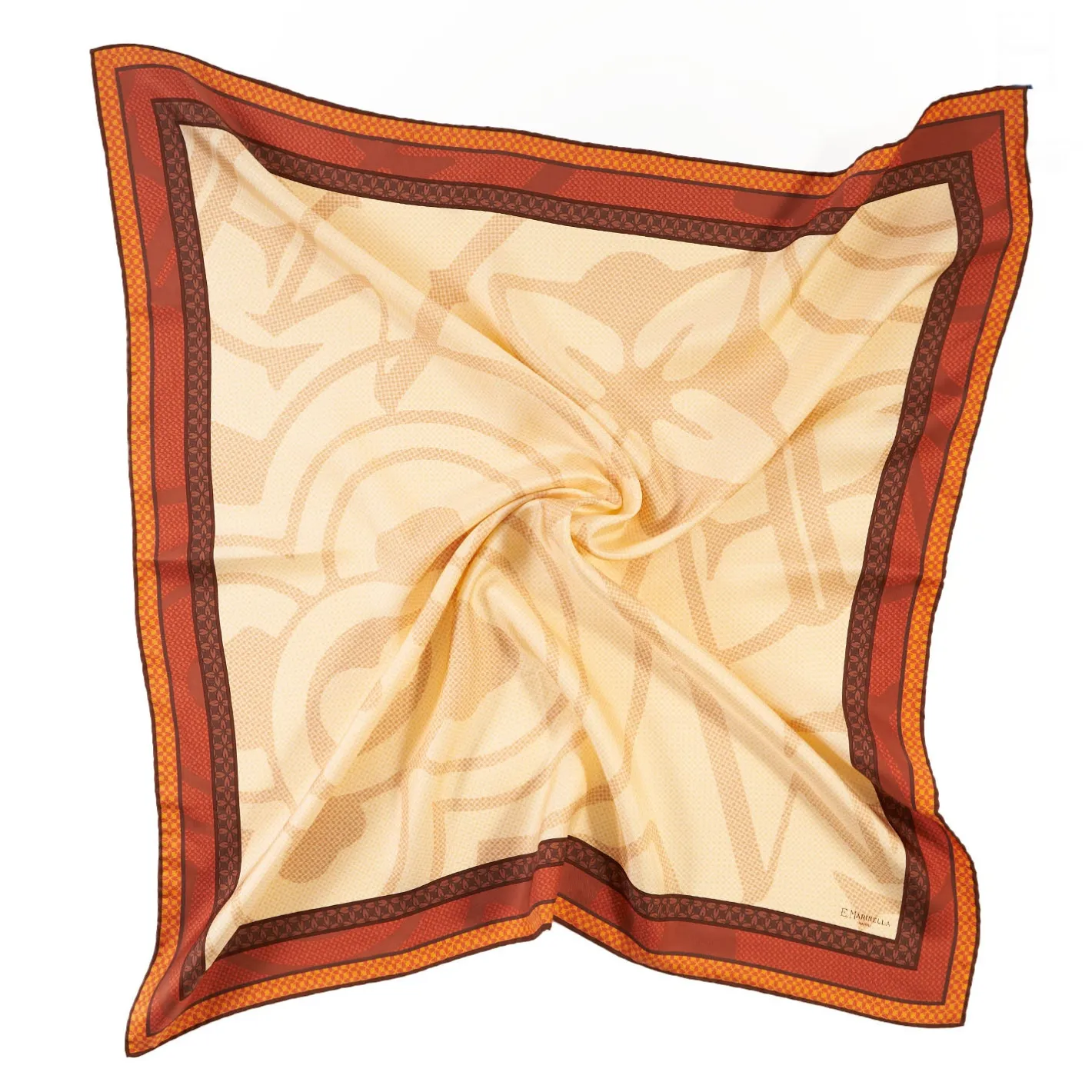 E.Marinella FOULARD IN SETA 90 MARRONE CHIARO Archivio ispiration 1961