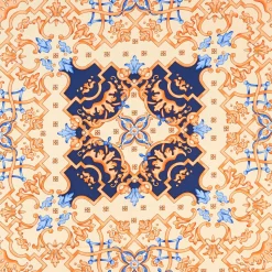 E.Marinella FOULARD IN SETA 90 MARRONE CHIARO Maiolica mediterranea Online
