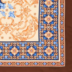 E.Marinella FOULARD IN SETA 90 MARRONE CHIARO Maiolica mediterranea Online