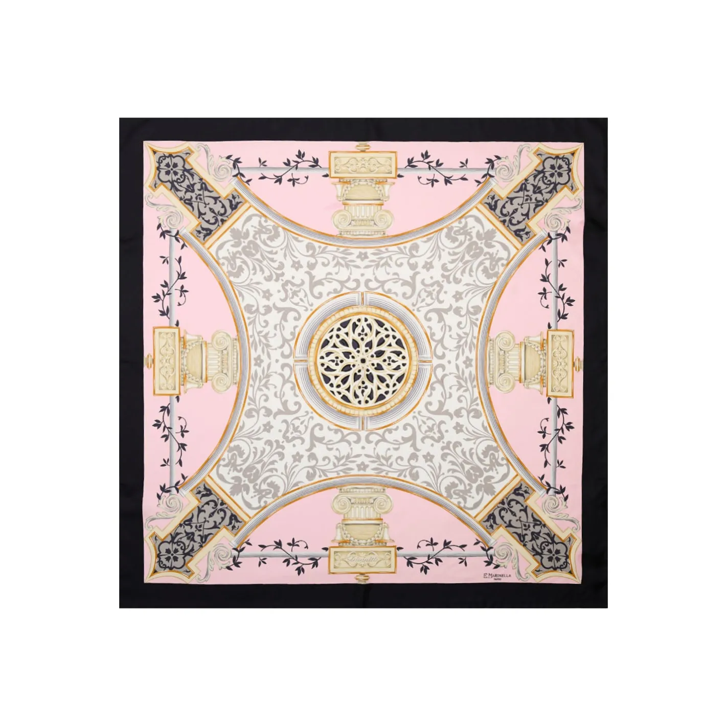 E.Marinella FOULARD IN SETA 90 NERO Divinita’ Best