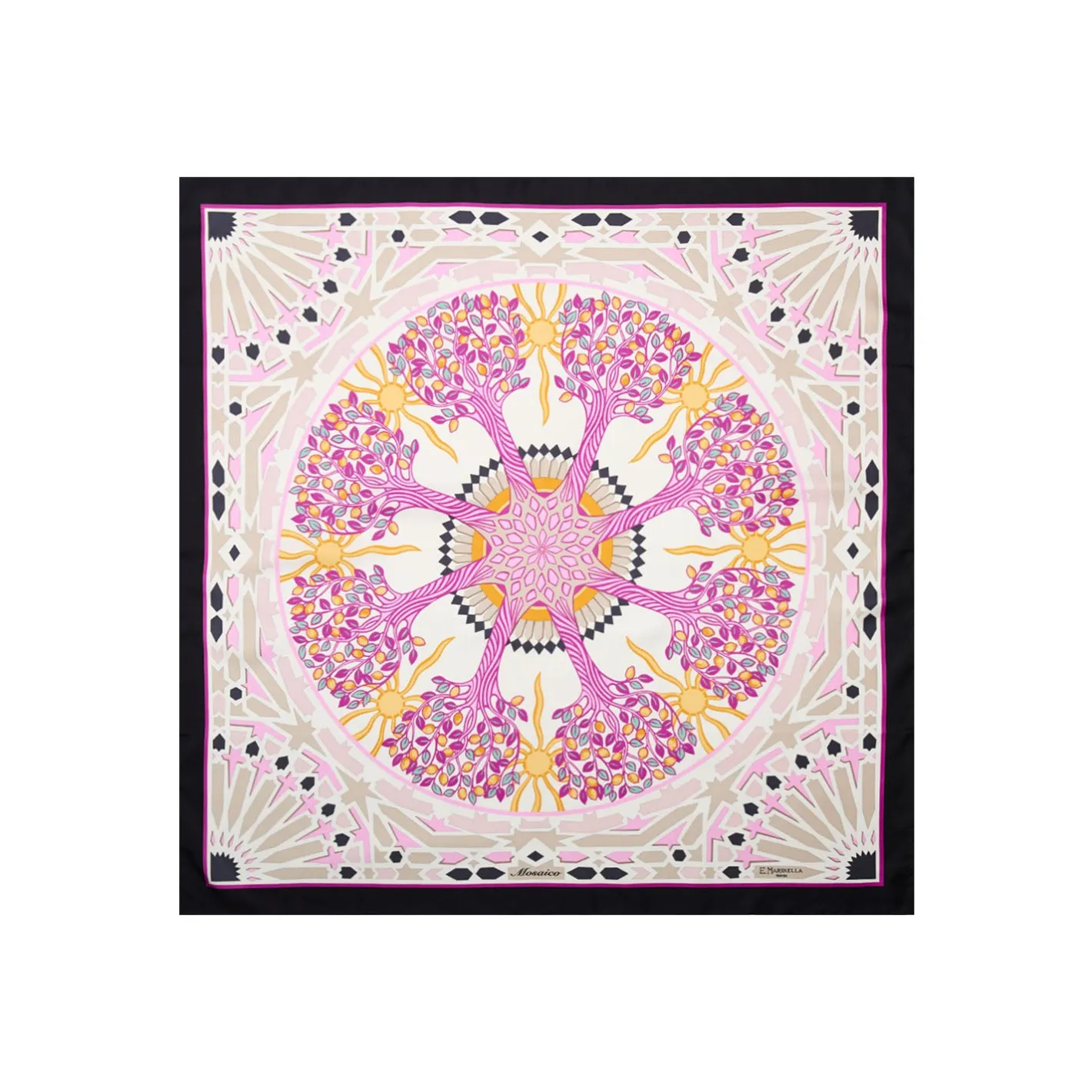 E.Marinella FOULARD IN SETA 90 NERO Mosaico