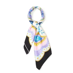 E.Marinella FOULARD IN SETA 90 NERO Motivo floreale New