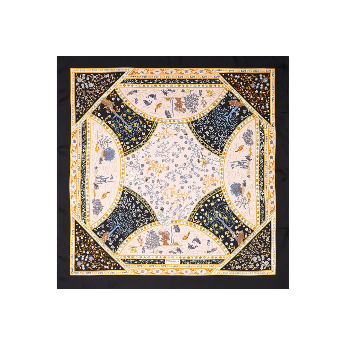 E.Marinella FOULARD IN SETA NERO Napoli terra mia Best