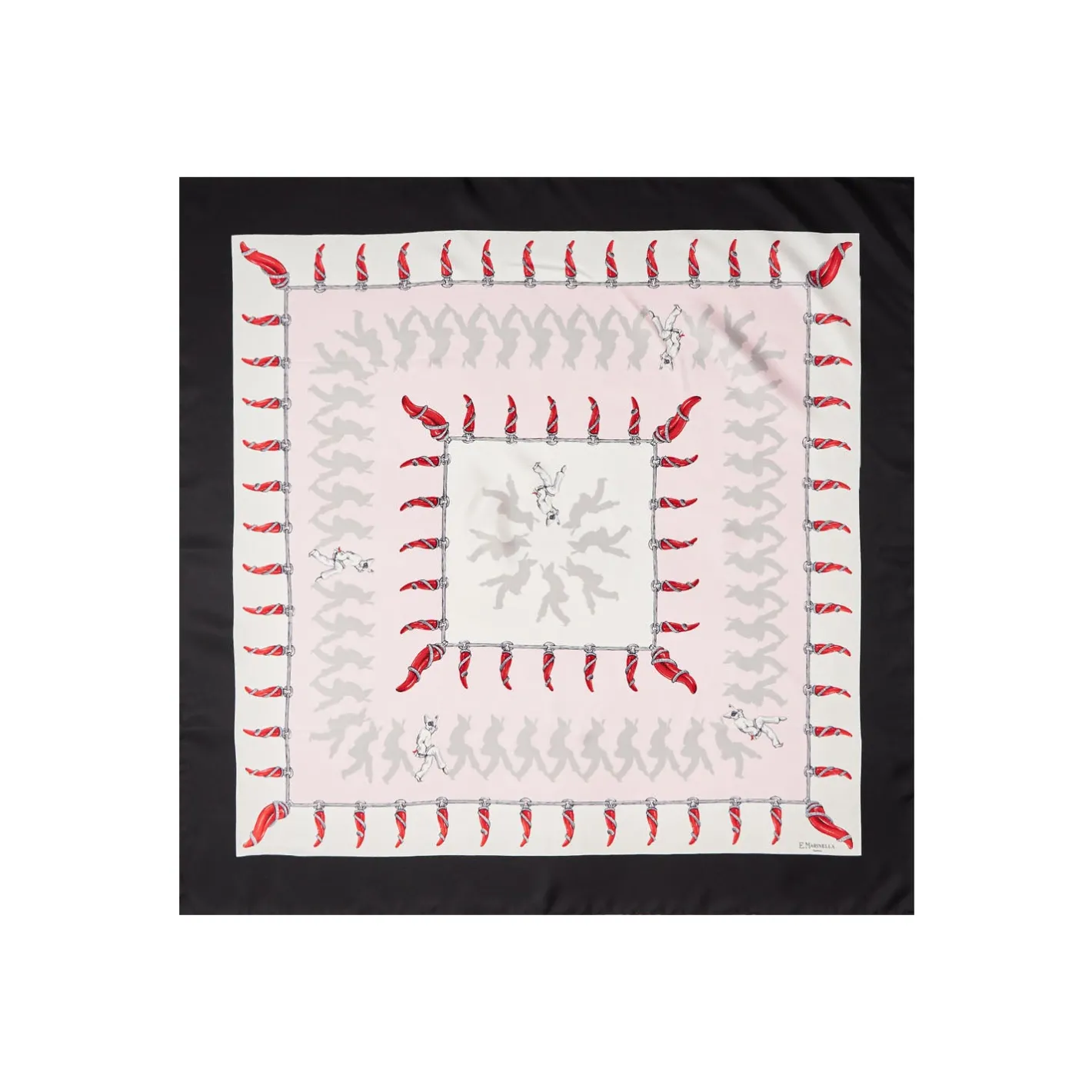 E.Marinella FOULARD IN SETA 90 NERO Pulcinella portafortuna Sale