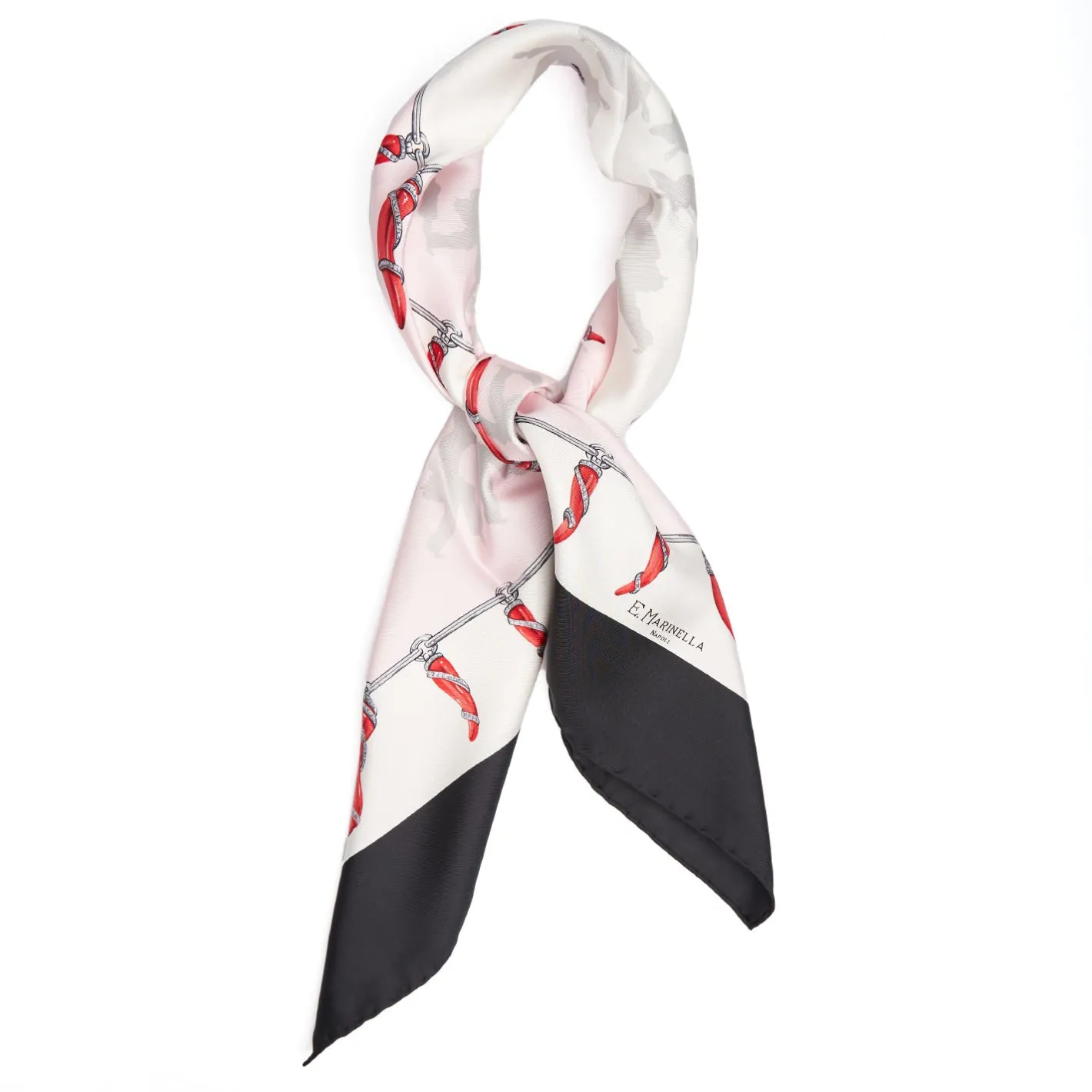 E.Marinella FOULARD IN SETA 90 NERO Pulcinella portafortuna Sale