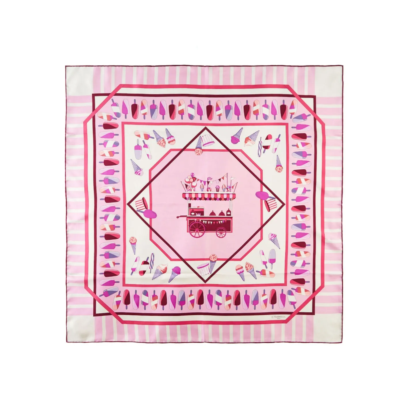 E.Marinella FOULARD IN SETA 90 ROSA La gelateria Outlet
