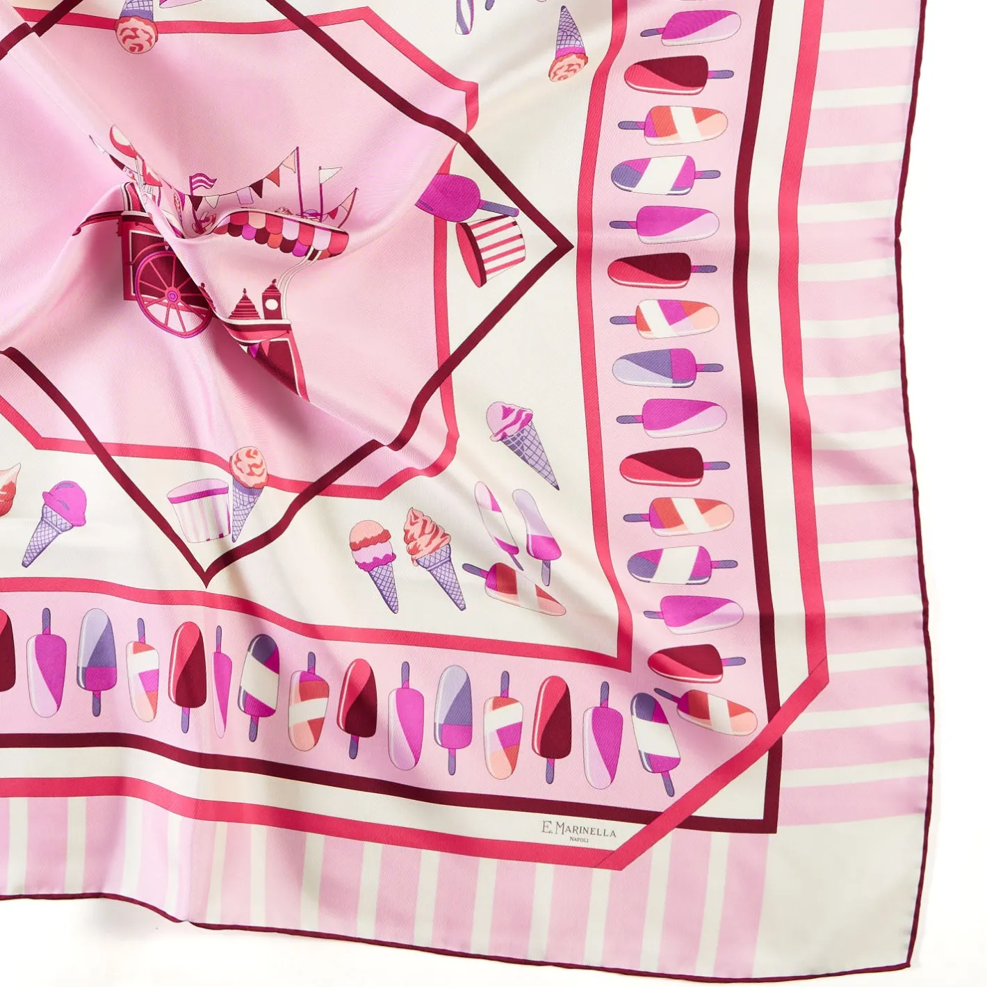E.Marinella FOULARD IN SETA 90 ROSA La gelateria Outlet