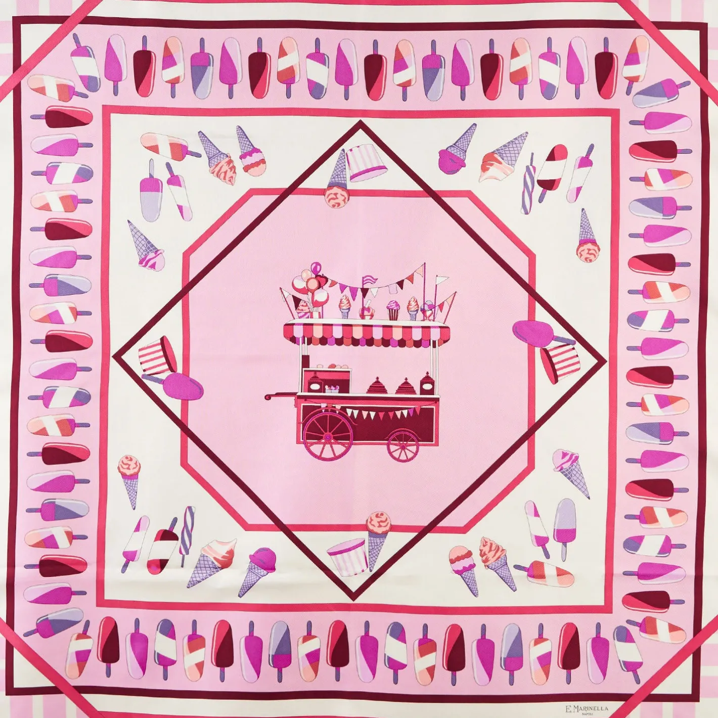 E.Marinella FOULARD IN SETA 90 ROSA La gelateria Outlet