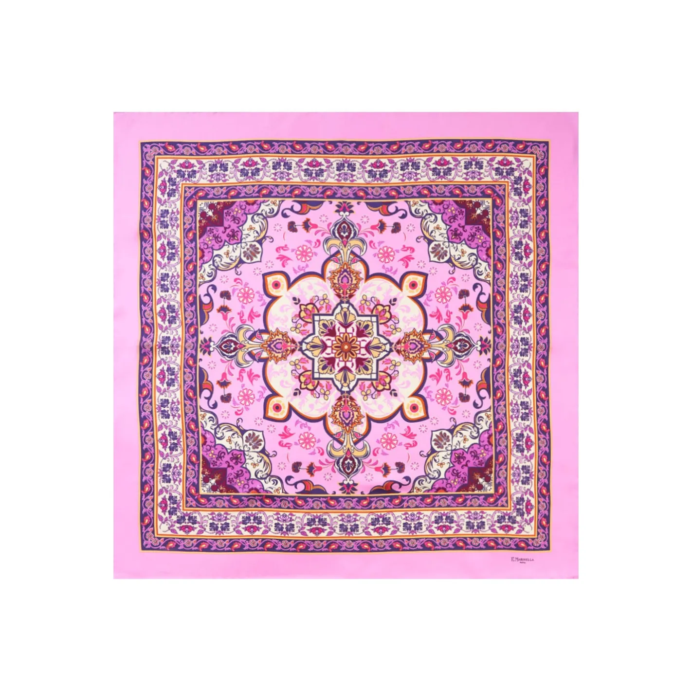 E.Marinella FOULARD IN SETA 90 ROSA Mediterranean vibes Outlet