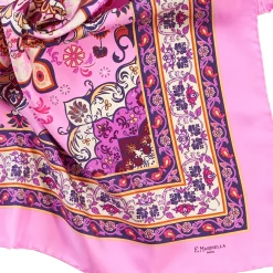 E.Marinella FOULARD IN SETA 90 ROSA Mediterranean vibes Outlet