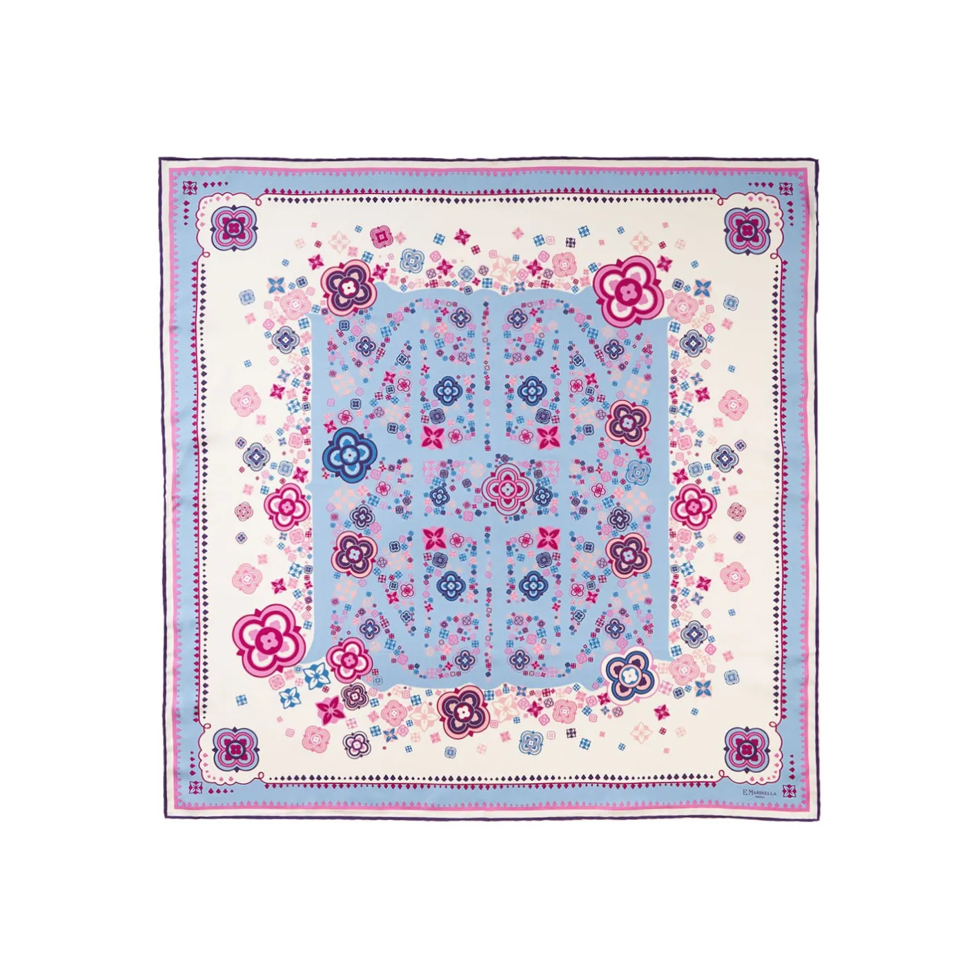 E.Marinella FOULARD IN SETA 90 ROSA World of archivio flowers 1961 Outlet