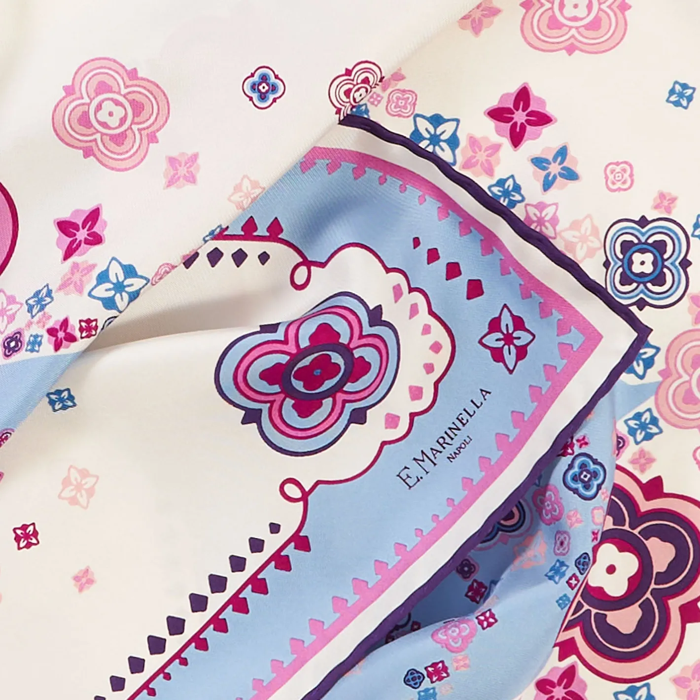E.Marinella FOULARD IN SETA 90 ROSA World of archivio flowers 1961 Outlet