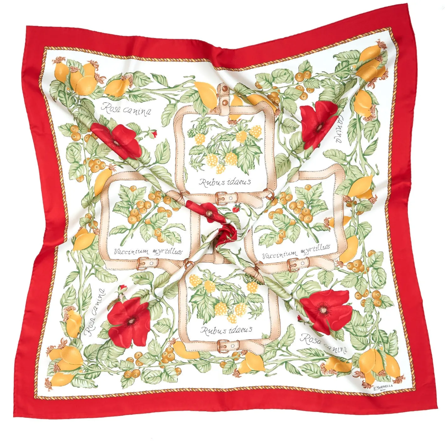 E.Marinella FOULARD IN SETA 90 ROSSO La rosa canina Best