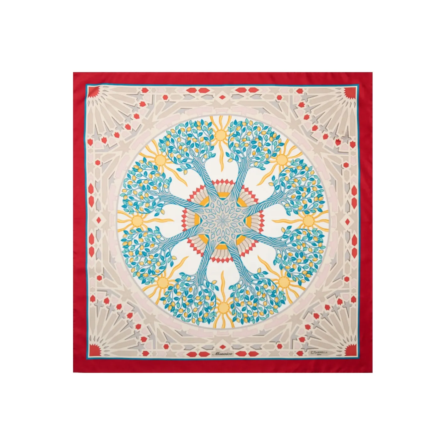 E.Marinella FOULARD IN SETA 90 ROSSO Mosaico Outlet