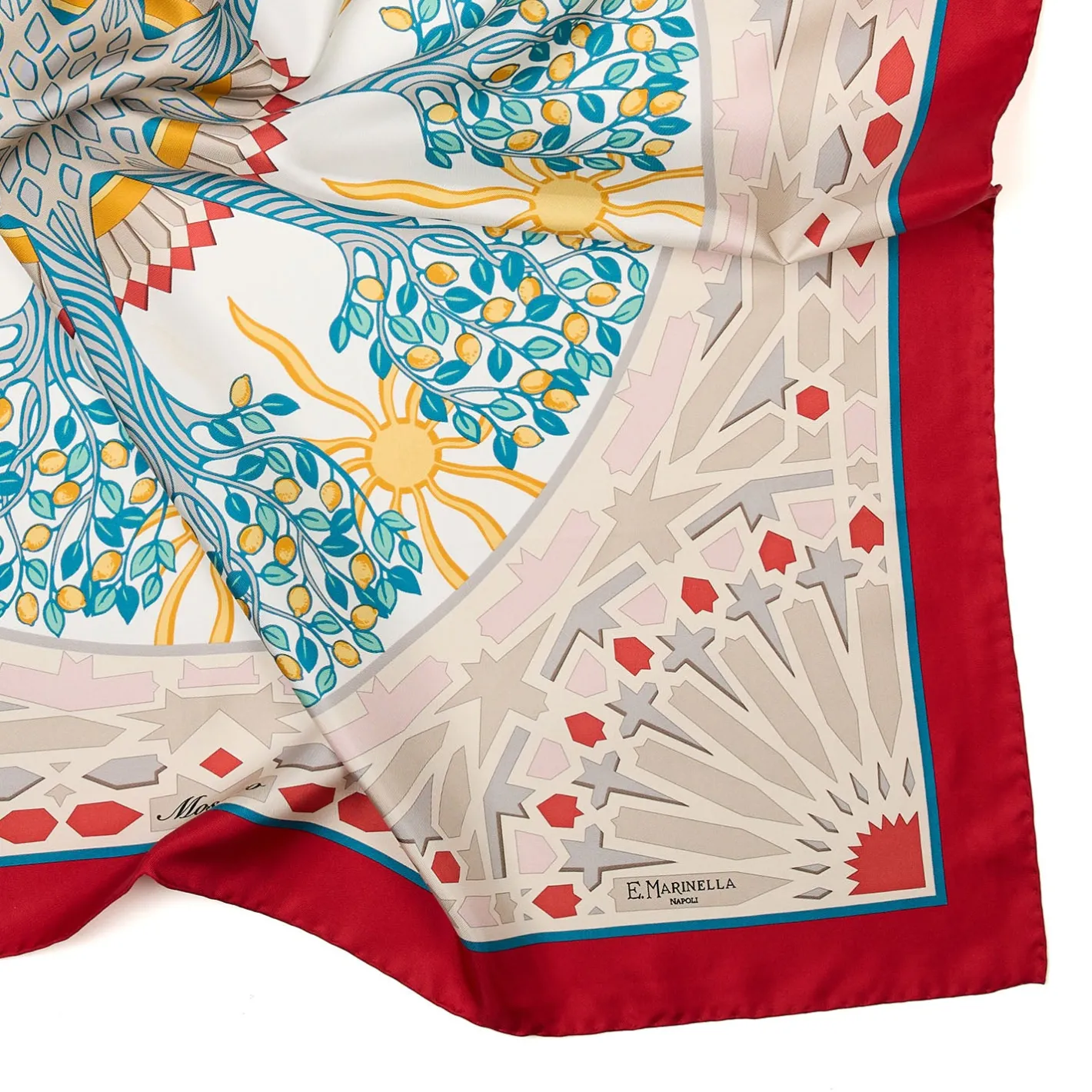 E.Marinella FOULARD IN SETA 90 ROSSO Mosaico Outlet